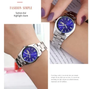 Classic silver blue face ladies watch