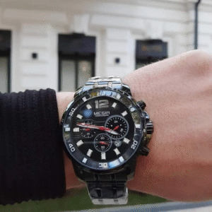 Megir classic Black chronograph watch