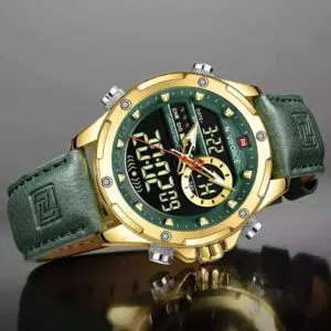 Alternative view of Naviforce military watch-green straps/gold