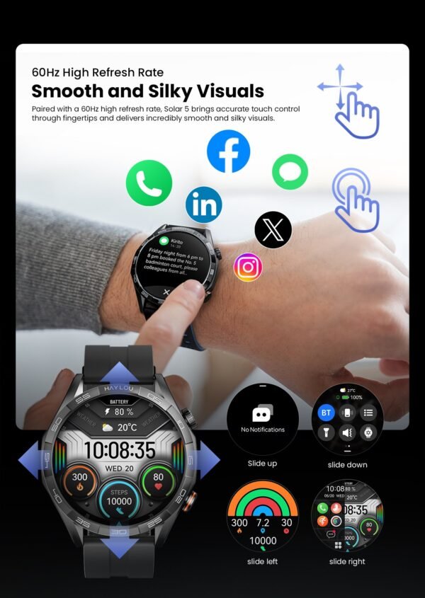 HAYLOU Solar 5 smart watch - Silver - Image 5