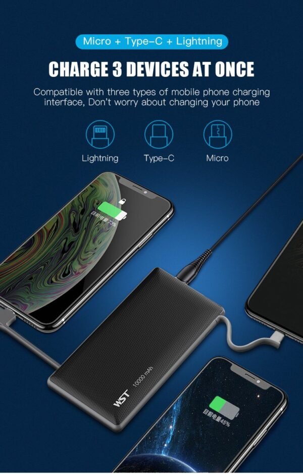 WST Fast Charging 10,000mAh Powerbank-RED - Image 3