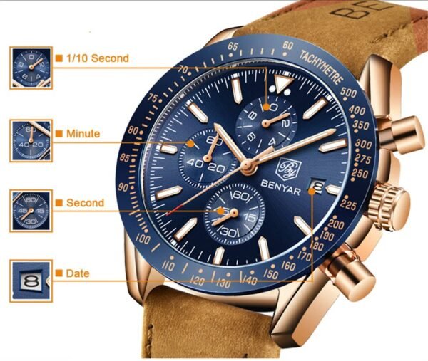 Benyar classic men's watch -Blue face - Image 2