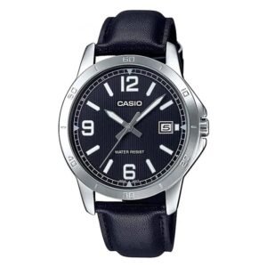 Casio MTP-V004L-1BMen’s Black Leather Band Black Dial