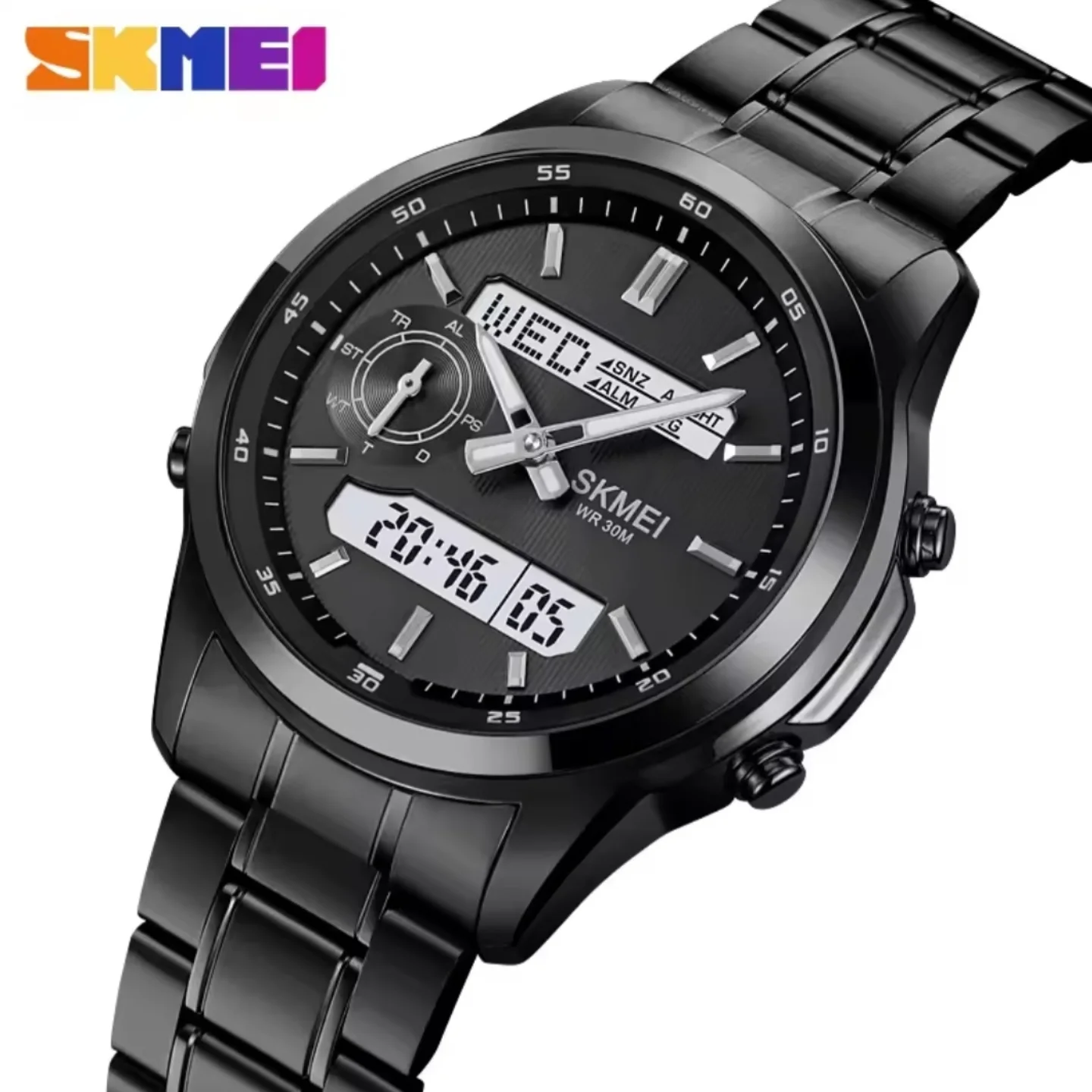 SKMEI Dual display men's watch-Black