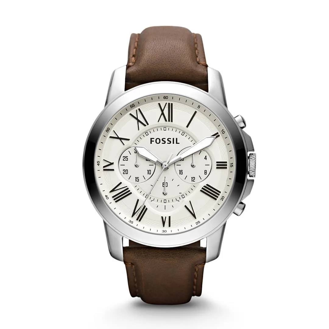 Fossil Mens Watch FS4735 Grant Chronograph Brown Leather