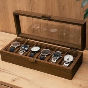wooden watch organizer for 6 watches